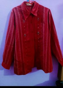 Red Striped Collared Shirt