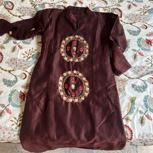 Embroidered Kurta with Dupatta- Margin available