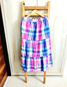 Chic Tiered Plaid Maxi Skirt waist size-38