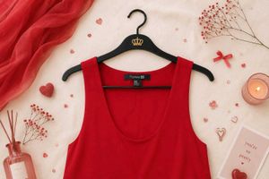 Chic Red Sleeveless Layered Dress