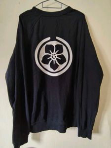 Navy Blue Crew Neck Graphic Sweatshirt