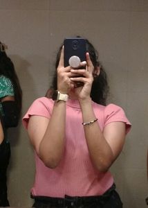 Korean Style Blush Pink High Neck Top