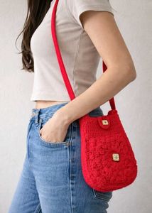 Red Crochet sling Bag