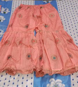 Peach Kurta Set with Sharara and Dupatta