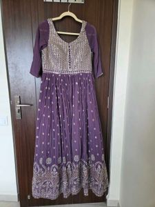 Elegant Purple Anarkali Dress with Dupatta XL