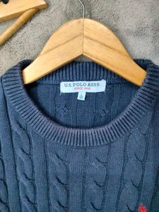 US Polo Cable Knit Pullover Sweater