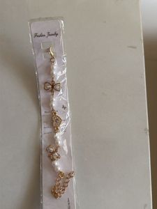 Pearl &amp; Gold Charm Bracelet