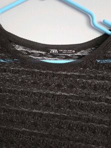 Zara Sheer Lace Top Black S
