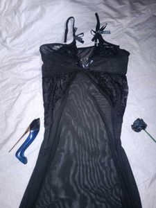 Elegant Vintage Black Sheer Maxi Dress