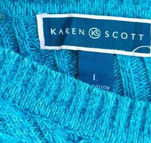 Karen Scott Teal Cable Knit Sweater