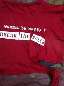 Dark Red Cropped Tee