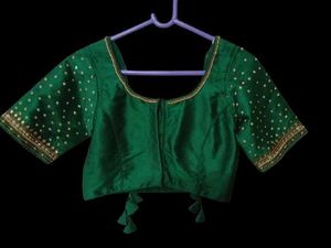 Embroidered Green Silk Blouse