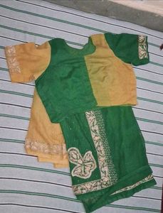 Elegant Ombre Green &amp; Gold Saree