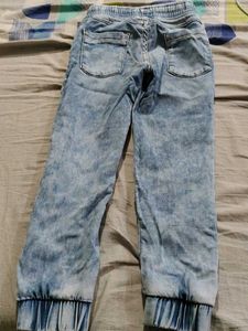 Unisex Light Wash Denim Joggers