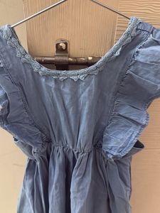 Cute Blue Denim Dress with Ruffles