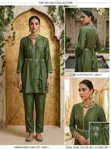 Elegant Green Kurta Set with Mirror Work