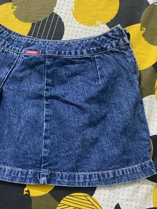 Denim Pleated Mini Skirt