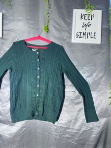 Green Cable Knit Cardigan