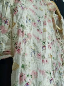 White Floral Printed Women's Top