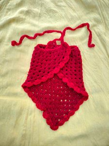 Maroon colour crochet bandana headscarf