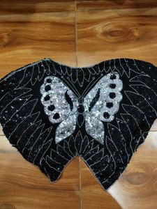 Sparkling Butterfly Embellished Black Blouse