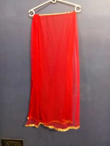 Red Anarkali Gown with Gold Embellishments