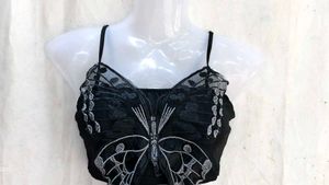 Black Butterfly  Crop Top