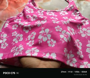 Pink Floral Halter Crop Top