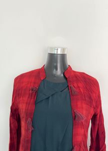 Red Tasseled Kurta with shrug