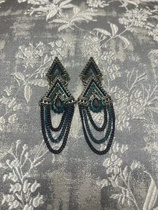 Blue Geometric Dangle Earrings