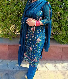 Beautiful Teal Floral Kurta Set