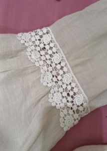 Boho Lace Trim Bell Sleeve Blouse