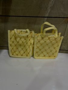 Set of 2 Yellow Mini Tote Bags