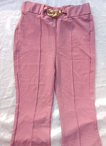 Dusty Rose Flare Pants with Gold Chain Detail