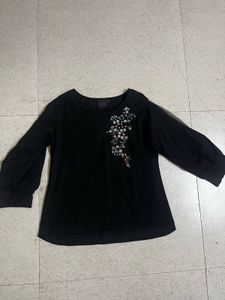 Black Embroidered unique sleeve top