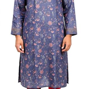Grey Floral Print Kurta