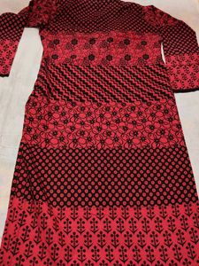 Red &amp; Black Printed Kurta