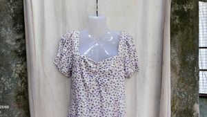 18158. Floral Print Ruched Mini Dress