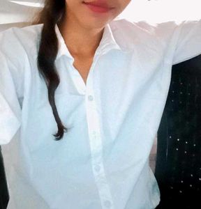 White 3/4 Sleeve Button-Down