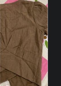 Chic Brown Textured V-Neck Top