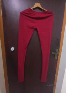 Red Casual Leggings