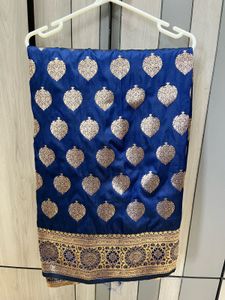 Royal Blue Saree with Gold Brocade