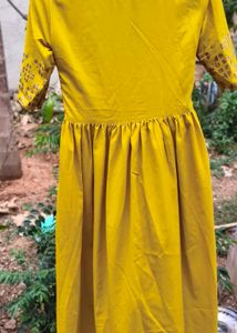 Yellow Kurta with Printed Sleeves