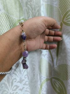 Boho Amethyst wire wrapped Necklace + bracelet