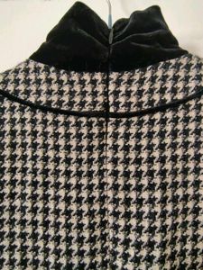 Vintage Houndstooth &amp; Velvet Dress