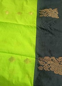 Elegant Green Saree with patch work blouse