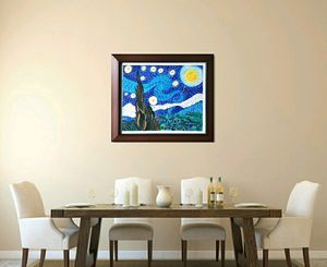 Handmade Starry Night Canvas Painting