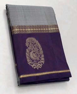 Elegant Grey & Purple Saree