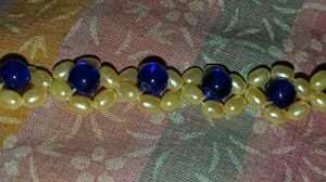 Handmade Blue Pearl Flower Bracelet