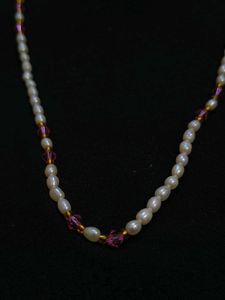 Pearl and Ruby Beaded Necklace
